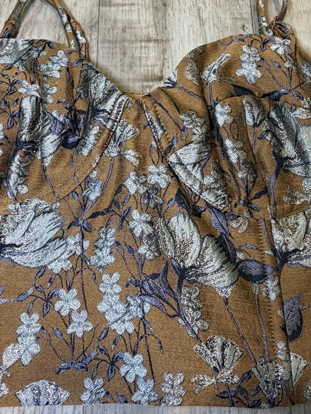 Banana Republic Women’s Floral Jacquard Cropped Corsette Bustier Top Size 6 - Picture 5 of 14